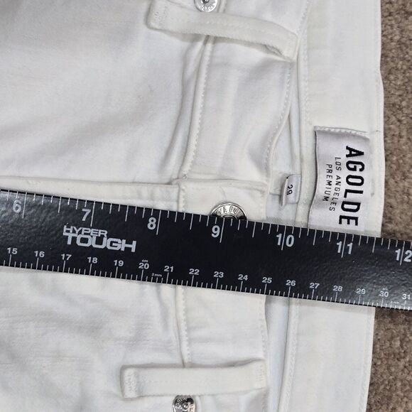 Agolde Womens Jeans Sz 29 White Distressed Sophie Crop - Picture 13 of 14